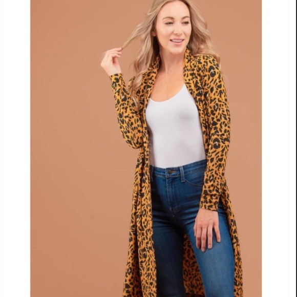 Boutique Sweaters - ONE LEFT!   Mustard Animal Print Cardigan